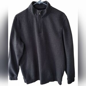 Croft & Barrow Mens Fleece Jacket Large Gray 1/4 Zip Pullover Soft LS Mock Neck